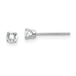 14k White Gold 3mm Round April/White Topaz Stud Earrings