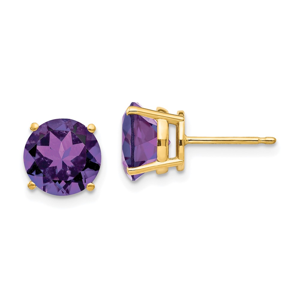 XE75AM-1.jpg 14k 8mm Amethyst Post Earrings - Image 1