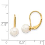 14k 6-7mm White Round Akoya Saltwater Cultured Pearl Leverback Earrings - Image 4