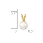 14k 5-6mm White Round Akoya Saltwater Cultured Pearl Pendant - Image 3