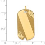 14k Patterned Sunburst with Diagonal Stripe .013 Gauge Engravable 28x15mm Dog Tag Disc Charm - Image 2