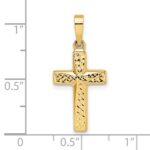 14k Diamond-cut One Side Polished Back Reversible Puffed Cross Pendant - Image 3