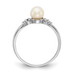 14k White Gold 5mm FW Cultured Pearl AA Diamond ring - Image 2