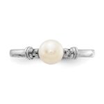 14k White Gold 5mm FW Cultured Pearl AA Diamond ring - Image 4