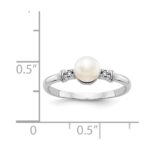 14k White Gold 5mm FW Cultured Pearl AA Diamond ring - Image 5