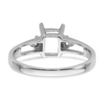 14k White Gold Diamond/7x5mm Emerald-cut Gemstone Ring Mounting - Image 3