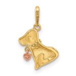 14k Two-tone Polished CZ Dog with Heart Dangle Pendant - Image 3