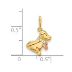 14k Two-tone Polished CZ Dog with Heart Dangle Pendant - Image 4