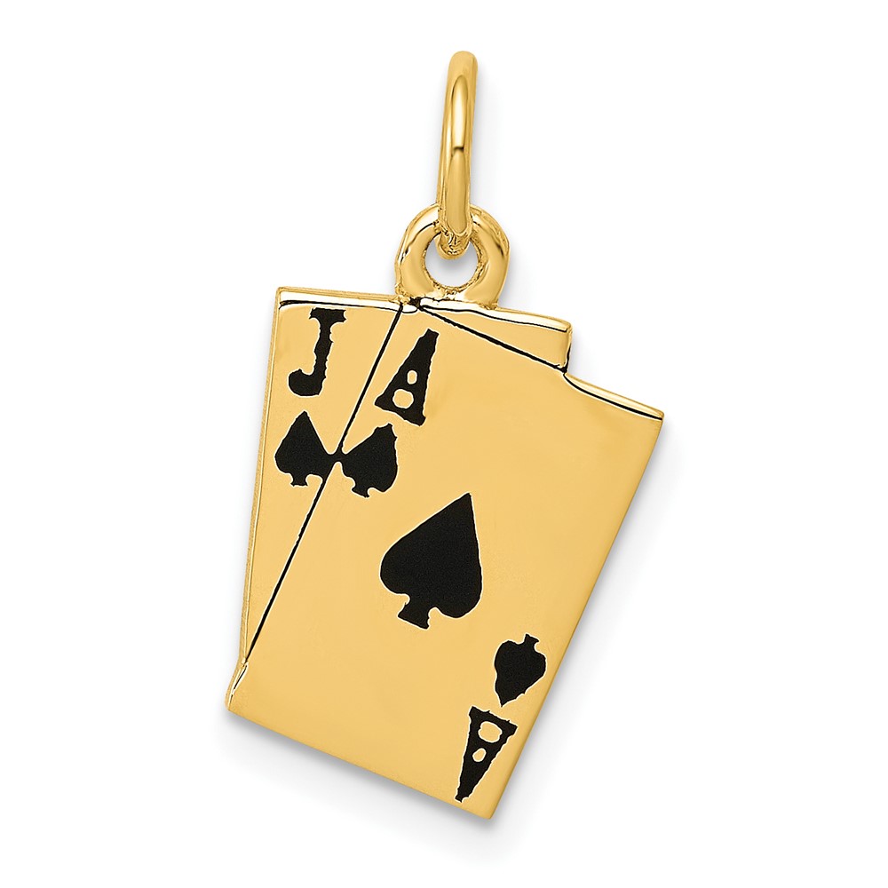 10A4952.jpg 10k Enameled Blackjack Playing Cards Charm - Image 1