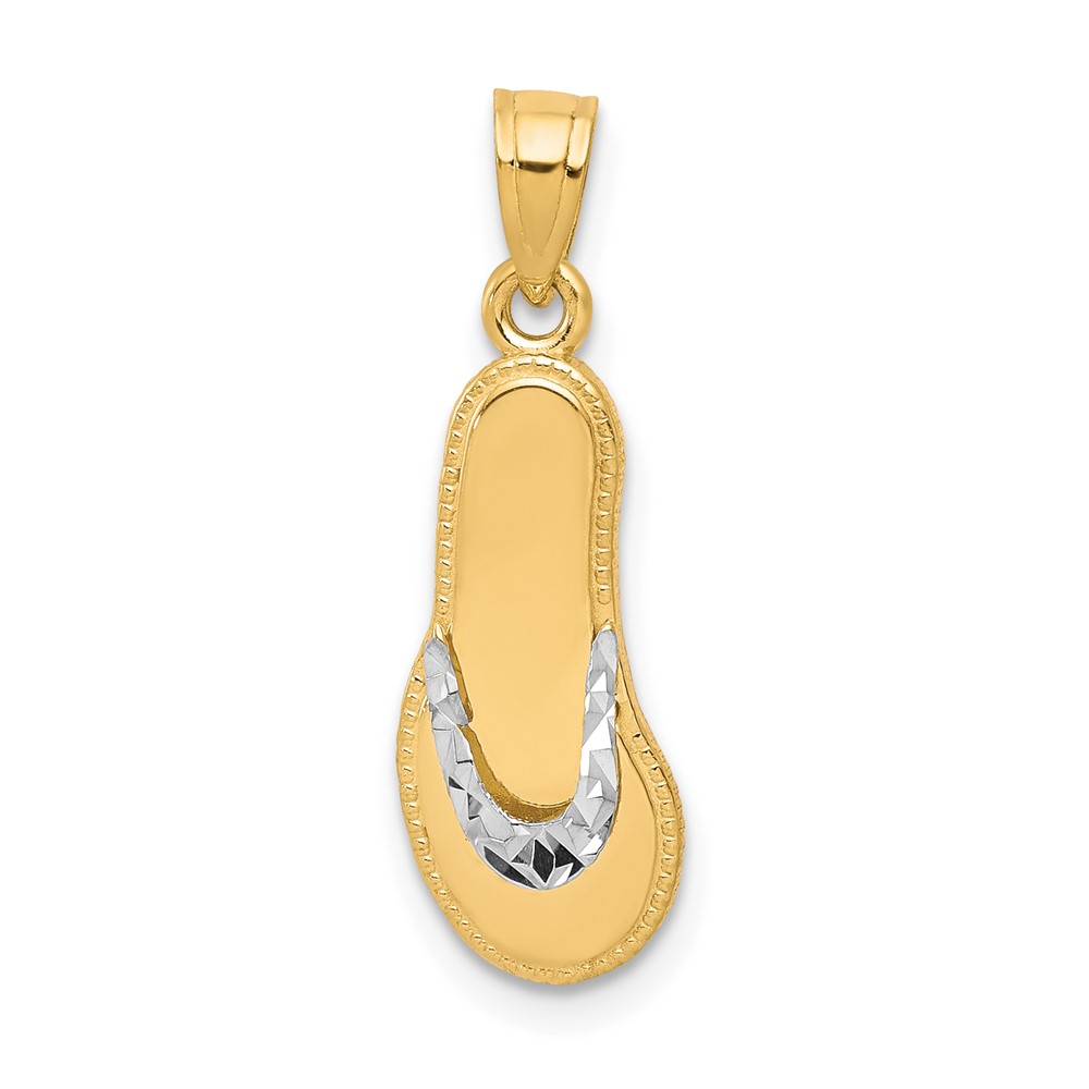 10C1014.jpg 10K w/Rhodium Flip Flop Charm - Image 1