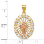 10k Two-tone CZ Cross Pendant - Image 3