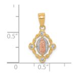 10k Small Two-tone w/ White Rhodium Our Lady of Guadalupe Pendant - Image 3