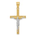 10K w/ Rhodium Crucifix Pendant
