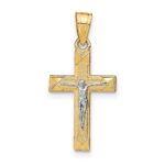 10K w/ Rhodium Small Crucifix Pendant