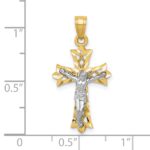 10K w/Rhodium Filigree Crucifix Pendant - Image 3