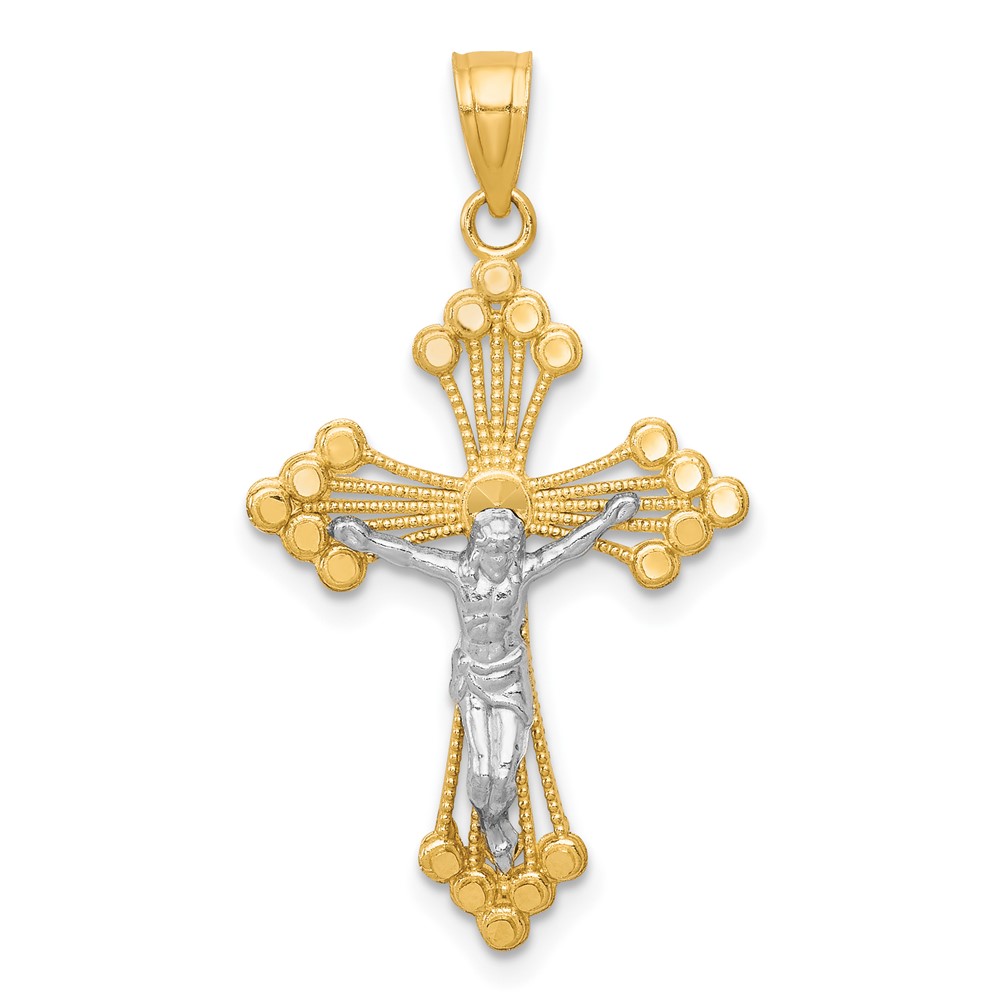 10C1079.jpg 10k & Rhodium Crucifix Pendant - Image 1