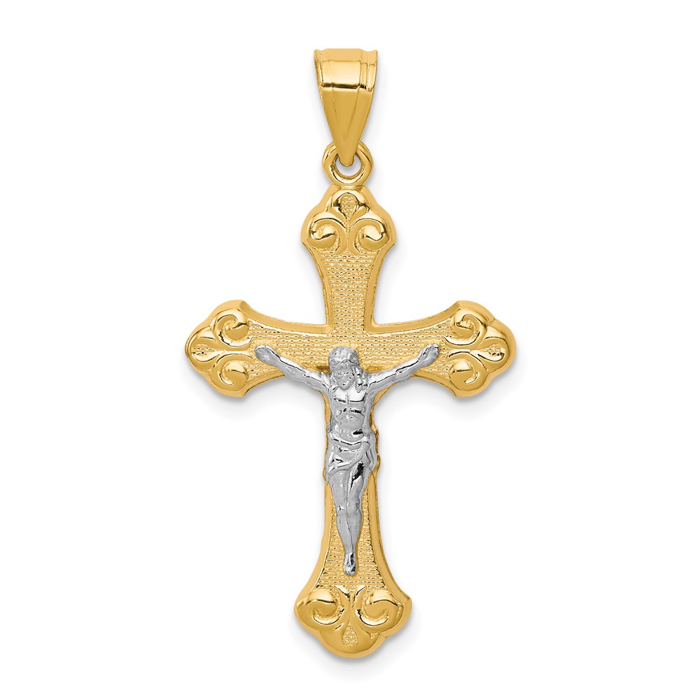 10C1080.jpg 10K w/Rhodium Crucifix Pendant - Image 1