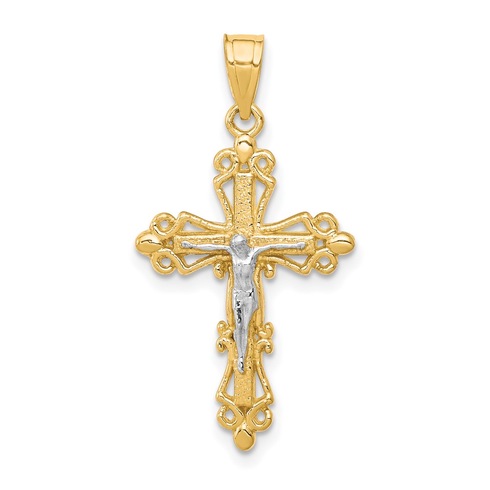 10C1082.jpg 10K w/Rhodium Crucifix Pendant - Image 1