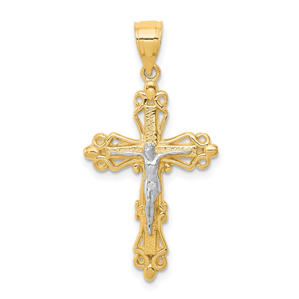 10C1083.jpg 10K w/Rhodium Crucifix Pendant - Image 1