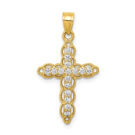 10k CZ Filigree Cross Pendant