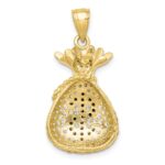 10K Black and Clear CZ Micro Pave Money Bag Pendant - Image 3