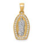10K w/Rhodium CZ Pave Lady of Guadalupe Pendant