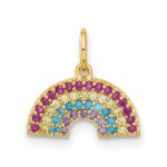 10K Polished CZ Rainbow Charm
