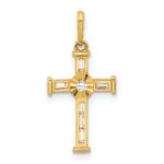 10K Polished CZ Cross Charm