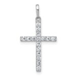 10k White Gold Polished CZ Latin Cross Pendant