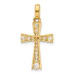 10K Polished CZ Latin Cross Pendant - Image 3