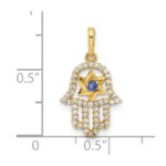 10K Polished CZ Evil Eye Hamsa Charm - Image 4
