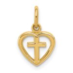 10k Cross in Heart Charm