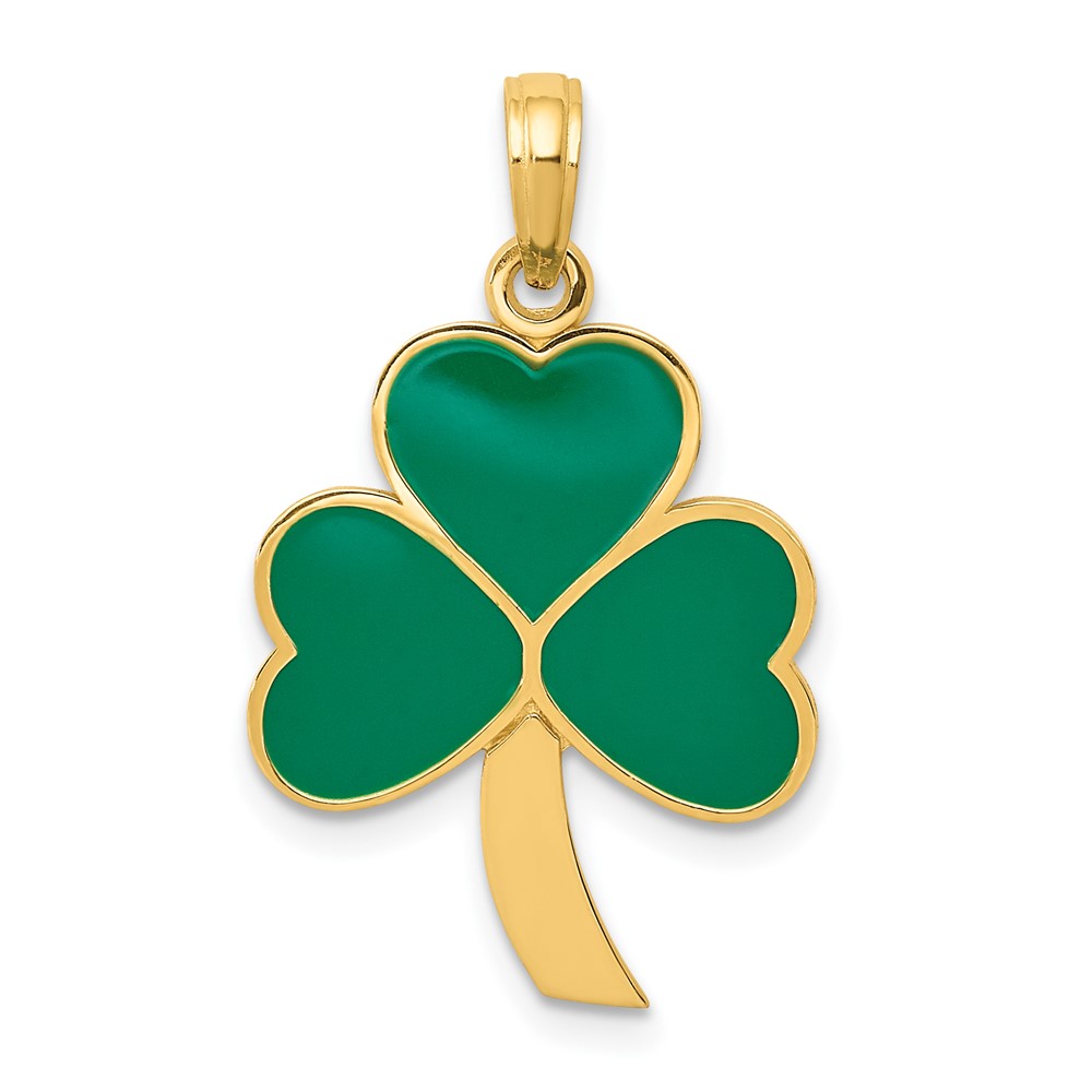 10C2195.jpg 10k Green Enameled Shamrock Pendant - Image 1
