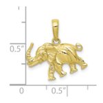 10K Satin 3-D Elephant Pendant - Image 4