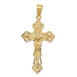 10k Two-tone INRI Fleur De Lis Crucifix Pendant - Image 4