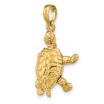 10K Solid Polished 3-D Moveable Turtle Pendant - Image 5