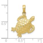 10K Solid Polished Open-Backed Turtle Pendant - Image 4