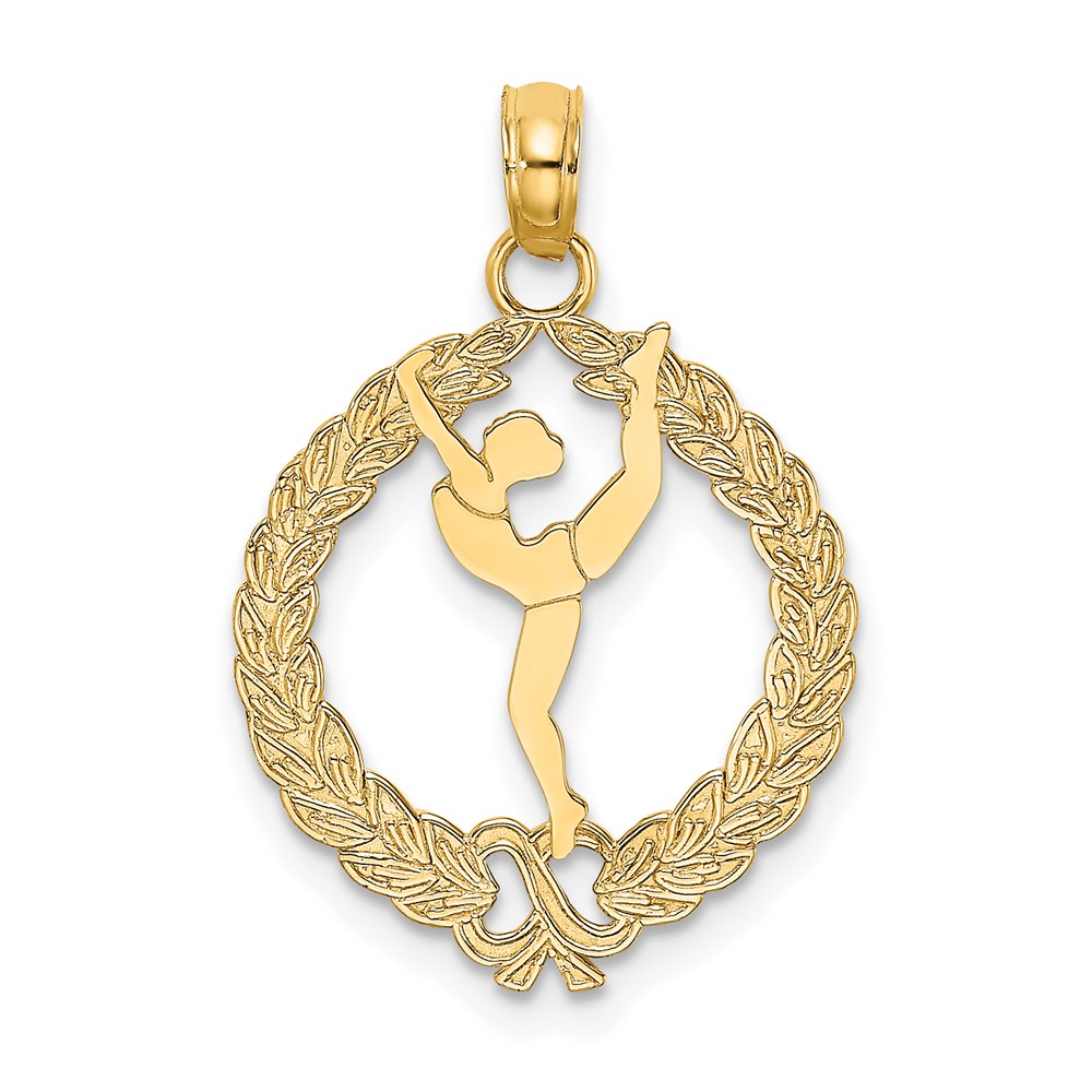 10C2635.jpg 10K Solid Polished Framed Gymnast Pendant - Image 1