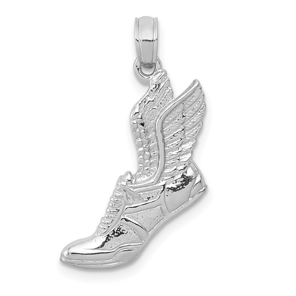 10C2660W.jpg 10k White Gold Polished Running Shoe Pendant - Image 1