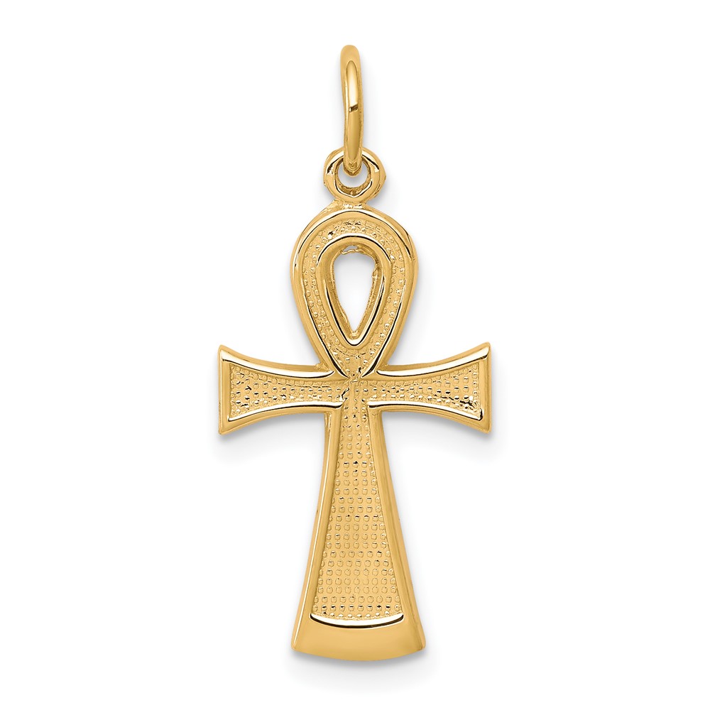10C288.jpg 10k Solid Flat-Backed Ankh/Egyptian Cross Pendant - Image 1