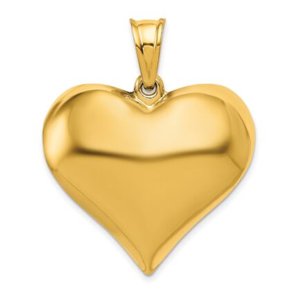 10K Polished 3-D Heart Pendant