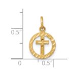 10k Solid Flat-Backed Cross in Circle for Eternal Life Charm - Image 3
