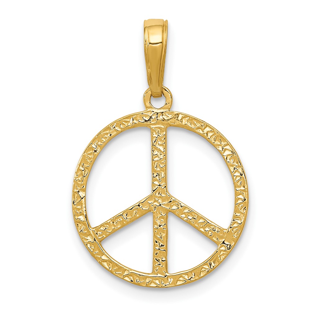 10C3053.jpg 10k Textured Peace Sign Pendant - Image 1