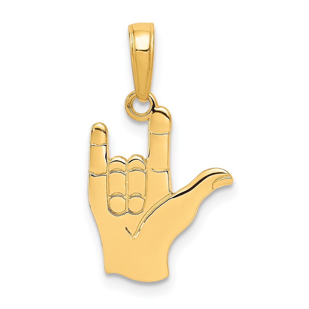 10C3055.jpg 10K I Love You Hand/ Sign Language Pendant - Image 1