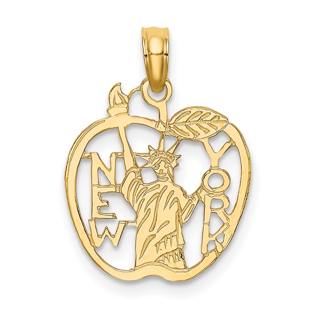 10C3072.jpg 10k Cut-out NEW YORK w/Statue of Liberty in Apple Charm - Image 1