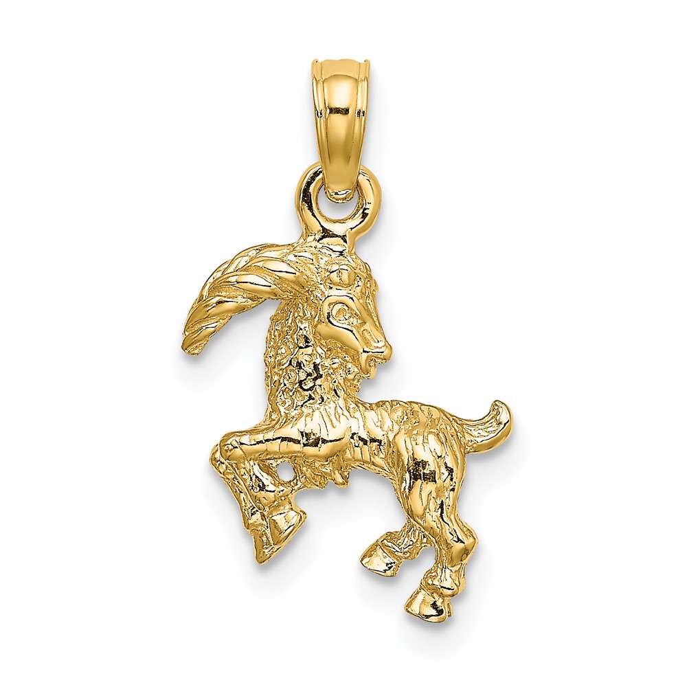 10C3152.jpg 10K 3-D Capricorn Zodiac Pendant - Image 1