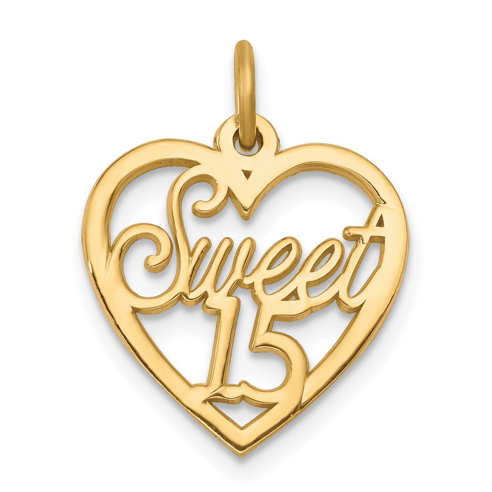 10C338.jpg 10K SWEET 15 In Heart Charm - Image 1
