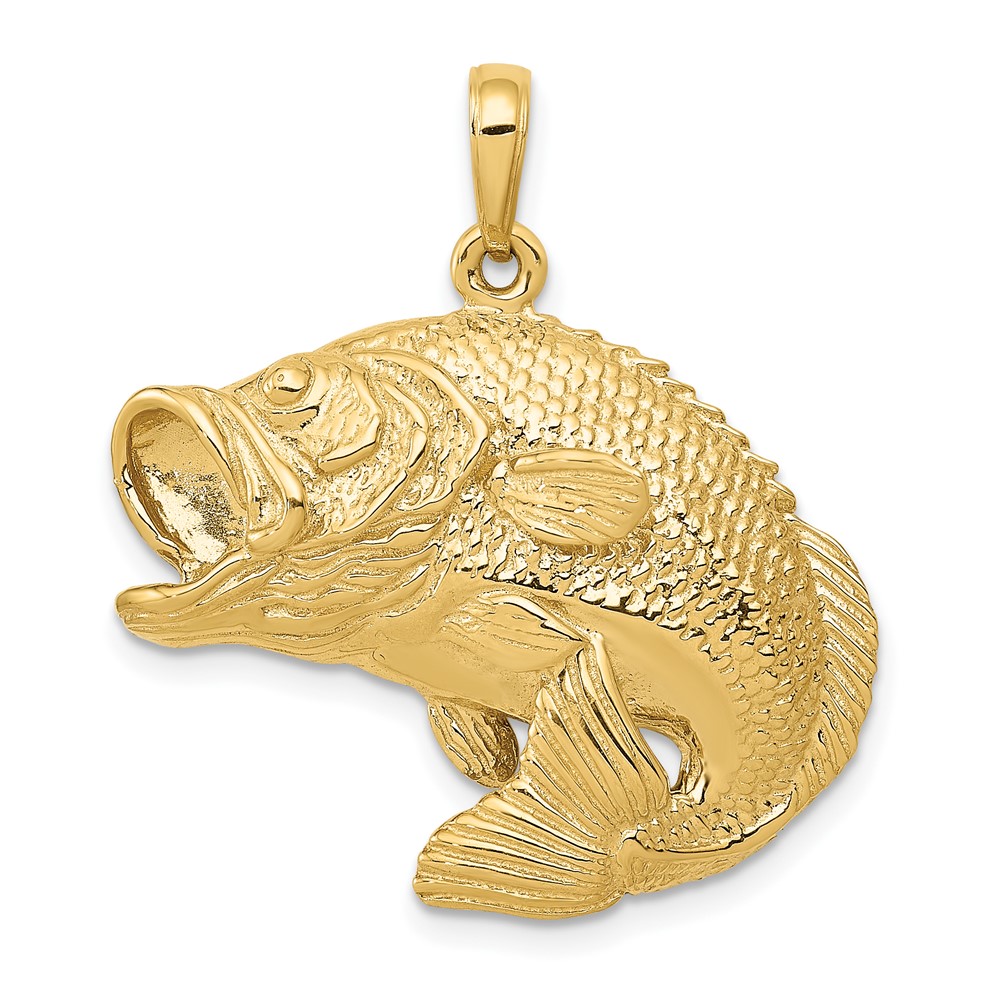 10C3417.jpg 10k Bass Fish Jumping Pendant - Image 1