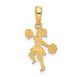 10K Cheerleader with Pom-Poms Pendant - Image 3