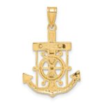 10k Two-tone Diamond-cut Mariner's Cross Pendant - Image 4